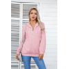imageVICHYIE Corduroy Drawstring Hooded Pocket Zip Up Jacket Loose Shacket CoatPink