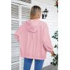 imageVICHYIE Corduroy Drawstring Hooded Pocket Zip Up Jacket Loose Shacket CoatPink
