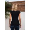 imageVICHYIE Summer Womens Shirt Short Ruffle Sleeve V NeckRound Neck Ribbed Casual Tshirt Fitted Tops BlousesOblack