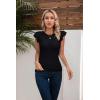 imageVICHYIE Summer Womens Shirt Short Ruffle Sleeve V NeckRound Neck Ribbed Casual Tshirt Fitted Tops BlousesOblack
