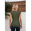 imageVICHYIE Summer Womens Shirt Short Ruffle Sleeve V NeckRound Neck Ribbed Casual Tshirt Fitted Tops BlousesOgreen