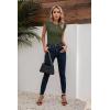 imageVICHYIE Summer Womens Shirt Short Ruffle Sleeve V NeckRound Neck Ribbed Casual Tshirt Fitted Tops BlousesOgreen