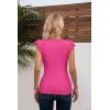 imageVICHYIE Summer Womens Shirt Short Ruffle Sleeve V NeckRound Neck Ribbed Casual Tshirt Fitted Tops BlousesOhot Pink