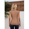 imageVICHYIE Summer Womens Shirt Short Ruffle Sleeve V NeckRound Neck Ribbed Casual Tshirt Fitted Tops BlousesOkhaki