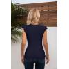 imageVICHYIE Summer Womens Shirt Short Ruffle Sleeve V NeckRound Neck Ribbed Casual Tshirt Fitted Tops BlousesOnavy