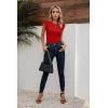 imageVICHYIE Summer Womens Shirt Short Ruffle Sleeve V NeckRound Neck Ribbed Casual Tshirt Fitted Tops BlousesOred