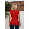 imageVICHYIE Summer Womens Shirt Short Ruffle Sleeve V NeckRound Neck Ribbed Casual Tshirt Fitted Tops BlousesOred