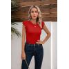 imageVICHYIE Summer Womens Shirt Short Ruffle Sleeve V NeckRound Neck Ribbed Casual Tshirt Fitted Tops BlousesOred