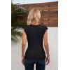 imageVICHYIE Summer Womens Shirt Short Ruffle Sleeve V NeckRound Neck Ribbed Casual Tshirt Fitted Tops BlousesVblack