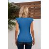 imageVICHYIE Summer Womens Shirt Short Ruffle Sleeve V NeckRound Neck Ribbed Casual Tshirt Fitted Tops BlousesVblue