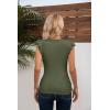 imageVICHYIE Summer Womens Shirt Short Ruffle Sleeve V NeckRound Neck Ribbed Casual Tshirt Fitted Tops BlousesVgreen