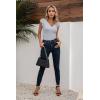 imageVICHYIE Summer Womens Shirt Short Ruffle Sleeve V NeckRound Neck Ribbed Casual Tshirt Fitted Tops BlousesVgrey