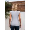 imageVICHYIE Summer Womens Shirt Short Ruffle Sleeve V NeckRound Neck Ribbed Casual Tshirt Fitted Tops BlousesVgrey
