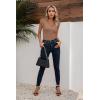imageVICHYIE Summer Womens Shirt Short Ruffle Sleeve V NeckRound Neck Ribbed Casual Tshirt Fitted Tops BlousesVkhaki