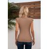 imageVICHYIE Summer Womens Shirt Short Ruffle Sleeve V NeckRound Neck Ribbed Casual Tshirt Fitted Tops BlousesVkhaki
