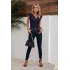 imageVICHYIE Summer Womens Shirt Short Ruffle Sleeve V NeckRound Neck Ribbed Casual Tshirt Fitted Tops BlousesVnavy
