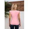 imageVICHYIE Summer Womens Shirt Short Ruffle Sleeve V NeckRound Neck Ribbed Casual Tshirt Fitted Tops BlousesVpink