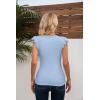 imageVICHYIE Summer Womens Shirt Short Ruffle Sleeve V NeckRound Neck Ribbed Casual Tshirt Fitted Tops BlousesVpurple Blue