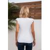 imageVICHYIE Summer Womens Shirt Short Ruffle Sleeve V NeckRound Neck Ribbed Casual Tshirt Fitted Tops BlousesVwhite
