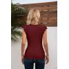 imageVICHYIE Summer Womens Shirt Short Ruffle Sleeve V NeckRound Neck Ribbed Casual Tshirt Fitted Tops BlousesVwine Red