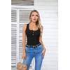 imageVICHYIE Summer Womens Sleeveless Tank Tops Cami Top Shirt Ribbed Classic Button Racerback BlouseB 1black