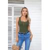 imageVICHYIE Summer Womens Sleeveless Tank Tops Cami Top Shirt Ribbed Classic Button Racerback BlouseB Army Green