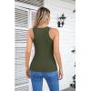 imageVICHYIE Summer Womens Sleeveless Tank Tops Cami Top Shirt Ribbed Classic Button Racerback BlouseB Army Green