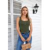imageVICHYIE Summer Womens Sleeveless Tank Tops Cami Top Shirt Ribbed Classic Button Racerback BlouseB Army Green