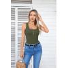 imageVICHYIE Summer Womens Sleeveless Tank Tops Cami Top Shirt Ribbed Classic Button Racerback BlouseB Army Green