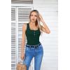 imageVICHYIE Summer Womens Sleeveless Tank Tops Cami Top Shirt Ribbed Classic Button Racerback BlouseB Blackish Green