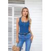 imageVICHYIE Summer Womens Sleeveless Tank Tops Cami Top Shirt Ribbed Classic Button Racerback BlouseB Blue