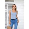 imageVICHYIE Summer Womens Sleeveless Tank Tops Cami Top Shirt Ribbed Classic Button Racerback BlouseB Blue Grey