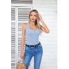 imageVICHYIE Summer Womens Sleeveless Tank Tops Cami Top Shirt Ribbed Classic Button Racerback BlouseB Blue Grey