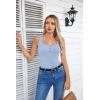 imageVICHYIE Summer Womens Sleeveless Tank Tops Cami Top Shirt Ribbed Classic Button Racerback BlouseB Blue Grey