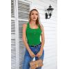 imageVICHYIE Summer Womens Sleeveless Tank Tops Cami Top Shirt Ribbed Classic Button Racerback BlouseB Green