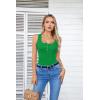 imageVICHYIE Summer Womens Sleeveless Tank Tops Cami Top Shirt Ribbed Classic Button Racerback BlouseB Green