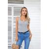 imageVICHYIE Summer Womens Sleeveless Tank Tops Cami Top Shirt Ribbed Classic Button Racerback BlouseB Grey