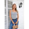 imageVICHYIE Summer Womens Sleeveless Tank Tops Cami Top Shirt Ribbed Classic Button Racerback BlouseB Grey