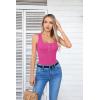 imageVICHYIE Summer Womens Sleeveless Tank Tops Cami Top Shirt Ribbed Classic Button Racerback BlouseB Hot Pink