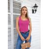 imageVICHYIE Summer Womens Sleeveless Tank Tops Cami Top Shirt Ribbed Classic Button Racerback BlouseB Hot Pink