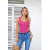 imageVICHYIE Summer Womens Sleeveless Tank Tops Cami Top Shirt Ribbed Classic Button Racerback BlouseB Hot Pink