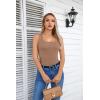 imageVICHYIE Summer Womens Sleeveless Tank Tops Cami Top Shirt Ribbed Classic Button Racerback BlouseB Khaki No Coffee