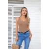 imageVICHYIE Summer Womens Sleeveless Tank Tops Cami Top Shirt Ribbed Classic Button Racerback BlouseB Khaki No Coffee