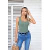 imageVICHYIE Summer Womens Sleeveless Tank Tops Cami Top Shirt Ribbed Classic Button Racerback BlouseB Moss