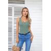 imageVICHYIE Summer Womens Sleeveless Tank Tops Cami Top Shirt Ribbed Classic Button Racerback BlouseB Moss