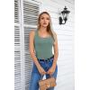imageVICHYIE Summer Womens Sleeveless Tank Tops Cami Top Shirt Ribbed Classic Button Racerback BlouseB Moss