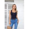 imageVICHYIE Summer Womens Sleeveless Tank Tops Cami Top Shirt Ribbed Classic Button Racerback BlouseB Navy