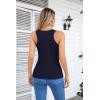 imageVICHYIE Summer Womens Sleeveless Tank Tops Cami Top Shirt Ribbed Classic Button Racerback BlouseB Navy
