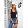 imageVICHYIE Summer Womens Sleeveless Tank Tops Cami Top Shirt Ribbed Classic Button Racerback BlouseB Navy