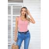 imageVICHYIE Summer Womens Sleeveless Tank Tops Cami Top Shirt Ribbed Classic Button Racerback BlouseB Pink